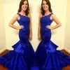 Royal Blue одно плечо платье выпускного вечера 2021 Lace лиф Длинные Выпускной вечер партии платье Плюс Размер на заказ