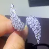 Klasyczny Otwarty Regulowany Pierścień Unikalna Luksusowa Biżuteria Prawdziwe 925 Sterling Silver Marquise Cut White Topaz CZ Diament Kąt skrzydła Obrączka