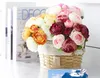 10pcs 아름다운 인공 작약 신부 결혼식 꽃다발 고품질 실크 꽃 홈 장식 4 색