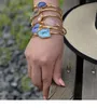 Jóias pulseira pulseira de pedra natural Irregular onyx cristal cluster enrolando fio de cobre tamanho mão aberta