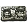 10 st. 5 dollar silverpläterade göt 50 mm x 28 mm American Collectible Coin Home Decoration Bars3281