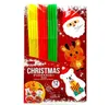 Christmas Plastic Drinking Straws Santa Claus Polar Bear Elk Pattern Straws for Christmas Decoration Party Supplies