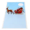 Handmade 3D Print Pop Up Santa Claus With Deer Car Greeting Cards Happy New Year Merry Christmas Festive Party Supplies