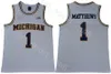 Michigan Wolverines College Basketball Juwan Howard Jersey 25 Jalen Rose 5 Chris Webber 4 Charles Matthews 1 Jorda Poole 2 granatowy żółty żółty