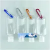 50ml PETG garrafa vazia álcool recarregáveis ​​com chaveiro gancho plástico transparente Hand Sanitizer Bottle for Travel