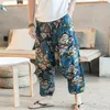 Moda nova masculina hip-hop linho solto calças do nepal treinamento ao ar livre casual bloomers calças geométricas tamanho S-XL288Q