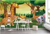 Personalizado Silk foto 3D Wallpaper bela floresta dos desenhos animados mural de papéis de parede de fundo biotério parque infantil pintura decoração