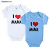Baby Girl Ubrania 2020 Summer Super Papa and Mama Baby Body Short Rękaw Bodysis Bodysuits Bliźniacy Dzieci Ubranie 1403123