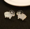 2020 Korean fashion luxury full diamond cute lamb earring jewelry 18K gold plated female earrings personality trend party earring gift