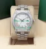 11 Style Watch Men Automatisk mekanisk rörelse 18038 Diamond Roman Siffer Male Armtwatches Green Dial 18k Gold 41mm armbandsur2686