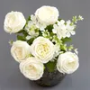 Peony redonda falsa (9 cabezas/grupo) 17.72 "Longitud Camellia para bodas Flores artificiales decorativas de boda en el hogar