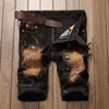 Jeans jeans uomini larghi gialli patchwork shorts shorts streetwear jeans per uomo lavata motociclista in difficoltà homme