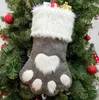 Stockings Cute Dog Paw Christmas Stocking Children Kids Xmas Gifts Candy Bags Christmas Tree Decorations Home Party Decorative LSK405
