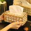 Tissue Case Storage Box Shinning Gold Silver Glass Paper Container for Restaurant Car Home el228f