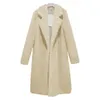 Kvinnor Lamm Wool Coat Vinter Fashion Trend Occident Mid-Length Plush Cardigan OuterWear Designer Kvinna Solid Färg Långärmad Coat Kläder