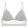 صالة الألعاب الرياضية مثيرة منخفضة الظهر الدانتيل bralette bra bra dot mesh Ultra Thin Thin Lodies Women White Lingerie Top Femme Yoga Bras T6281206