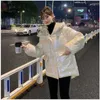 2020 nouvelle mode femmes veste d'hiver coton brillant à capuche manteau court épais chaud décontracté femme Parkas de haute qualité G726