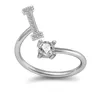 26 A-Z English Letter Ring Crind Crystal English Riging Ring Open Diamond Women Ring