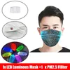 RGB 빛 PM2.5 필터 패드 카니발 가상 파티 얼굴 LED 광섬유 마스크 CCA12321 마스크 변경 7 색 LED Lumions 섬유 마스크