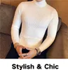 Outono e inverno homens tartaruga pescoço de pescoço desenhador de moda fit de manga comprida tops suéteres de cor sólida