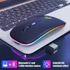 Imice RGB Recarregável 2 MODE 2.4G Bluetooth Mouse Sem Fio Silencioso USB Ergonômico Light Mouse Gaming Optical PC MICE para laptop LED Backlit