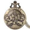 Antique classique Moscou Cannon Full Hunter Case Montre de poche unisexe Montres analogiques à quartz Horloge rétro avec collier chaîne à collectionner