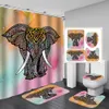 Water Color Elephant Shower Curtain Polyester 4 Piece Bathroom Set Carpet Cover Toilet Cover Bath Mat Pad For Home Decor T2007115588529