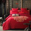 4Piece Red Egyptian Cotton Luxury Wedding Bedding Set King Queen Size Bed Cover Set Bedsheets Duvet Cover Pillowcases8888289
