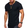 Nieuw T-shirt voor heren Mode Zomer Jogger Mannen Effen T-shirts Casual Slim Fit Geribbelde schouder Biker Elastisch Wit Zwart Tops met korte mouwen 5JMPB