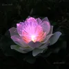 Artificial waterproof Led Optic fibre Light Floating white Lotus flowers Lily wedding party Night Light decoration D551