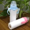 Сублимация 8 унций Прямая детская бутылка Sippy Tumbler Blank Matant с сосками из нержавеющей стали.