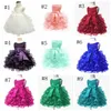 Baby flicka klänningar tulle spädbarn flickor stora båge prinsessor klänningar ärmlös nyfödd outfits boutique baby kläder 15 färger dw4197