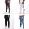 Hommes déchiré jean pour hommes décontracté gris bleu maigre coupe ajustée Denim pantalon motard Hip Hop jean Stretch mâle Denim pantalon Streetwear