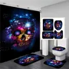 Bathroom Sets Shower Curtain Set 4 Pieces Included Waterproof Washroom Bath Curtains Lid Toilet Cover Mat Non-Slip Pedestal Rug256O