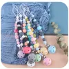 New 2020 8 Silicone Bead Pacifier Holders Newborn Pacifier Chains Pacifier wooden Clips Baby Teething Nipple Holder Kids Chew Toys M2328