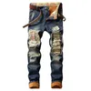 Denim Designer Buraco Jeans alta qualidade rasgado por Homens Tamanho 28-38 40 2020 Outono Inverno além de veludo HIP HOP Punk Streetwear CX200727