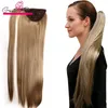 Greatremy 22quot longue ligne droite enrouler autour de l'extension de queue de cheval synthétique postiches pour les filles 10 couleurs 101627276133033469763695