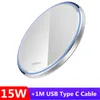 USB C Fast 15W Wireless Charger For Xiaomi Mi 10 9 Samsung S20 S10 Qi 10W Quick Charge Pad