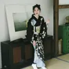 Femmes traditionnel japonais Kimono haute qualité imprimé fleuri Long Kimono Sexy Geisha Yukata Cosplay Costume asiatique vêtements295t