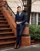 Marine gestreepte heren bruiloft smoking dubbele breasted slim fit slijtage business party prom beste mannen blazer pak (jas + broek)