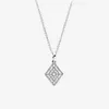 925 Sterling Silver Rhombic Pendant Halsband Kvinnor CZ Diamant Bröllopsgåva med Original Box för Pandora Geometriska Linjer Halsband