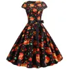 Robe Pin Up Vintage Femme 2020 Vestidos de verão para mulheres manga curta decote em bico anos 50 anos 60 festa Rockabilly vestido de escritório tamanho grande chique