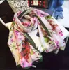 Partihandel ny mode silkescarf för kvinnor vårdesigner blommig blomma långa halsdukar wrap med tagg 180x90 cm sjalar