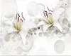 Carta da parati per cucina Bella giglio bianco modello europeo perla 3d Soggiorno Camera da letto Rivestimento murale Carta da parati HD