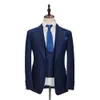 Navy Blue Men Suits 3 Pieces Tailor-made Suit Costume Business Latest Design Casual Groom Wedding Party Suits