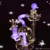 hot sell 6"Hookahs Recycler Dab Rig Wax Herb Tobacco Glass Bongs hookahs Oil Rig Water pipe