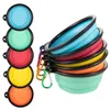 Silicone Fold Dog Bowls with Quickdraw Ring collapsible Portable Dog Tableware Feeders Diners Food Bowls Pet Supplies