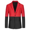 Nouveau Hommes Blazer Patchwork costumes pour hommes de haute qualité rouge Blazers vêtement d'extérieur près du corps manteau Costume Homme Blazer hommes