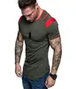 Camisetas para hombre 5 colores Camisetas para hombre Bloque de color Costura Cuello redondo Camiseta de manga corta suelta Tamaño grande