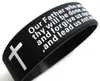 100pcs inspirerande engelska Lords bön Christian Mens Kvinnor Mode Kors Silikon Armband Partihandel Armband Cuffjewelry Lots